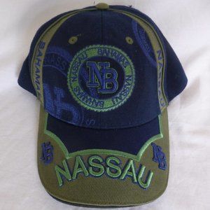 NASSAU BAHAMAS, blue and olive color baseball cap